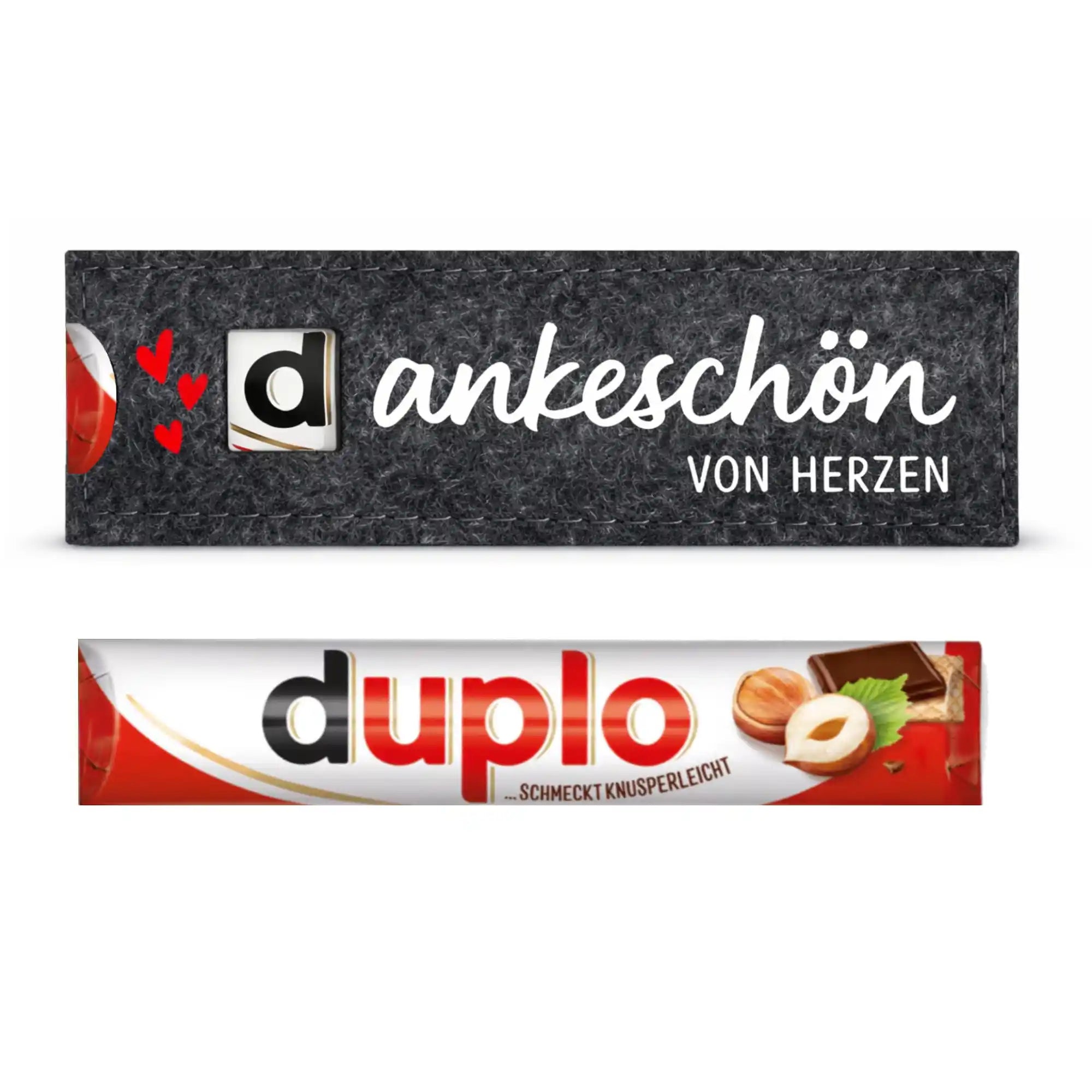 Filz-Geschenktasche inkl. Riegel - dankeschön von Herzen