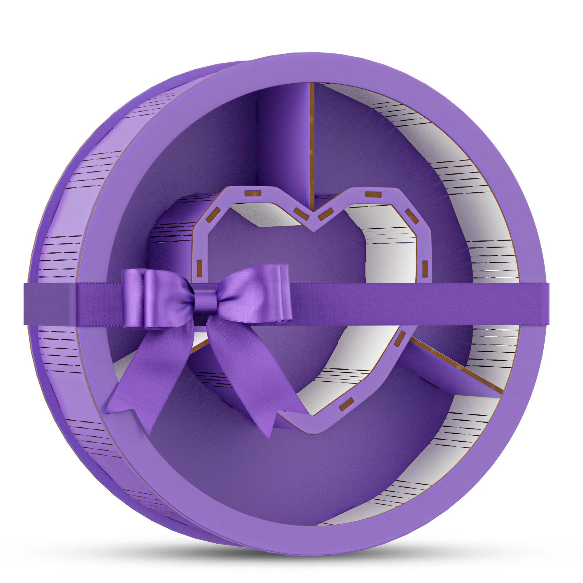 Runde Geschenkbox mit Herz – Lila