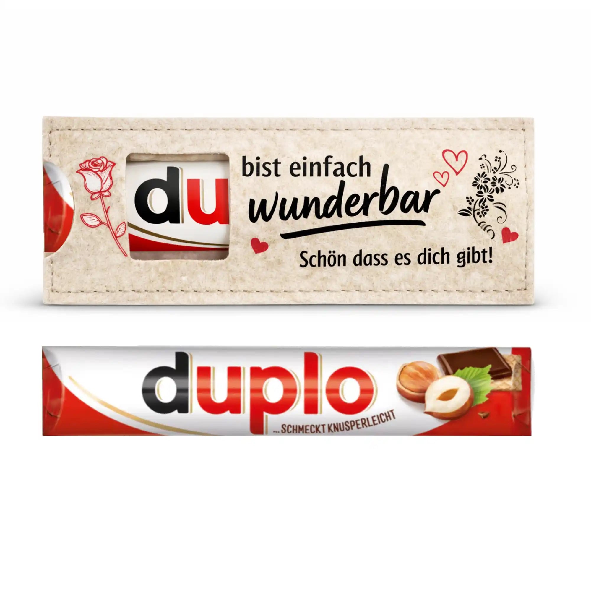 Filz-Geschenktasche inkl. Riegel - du bist einfach wunderbar