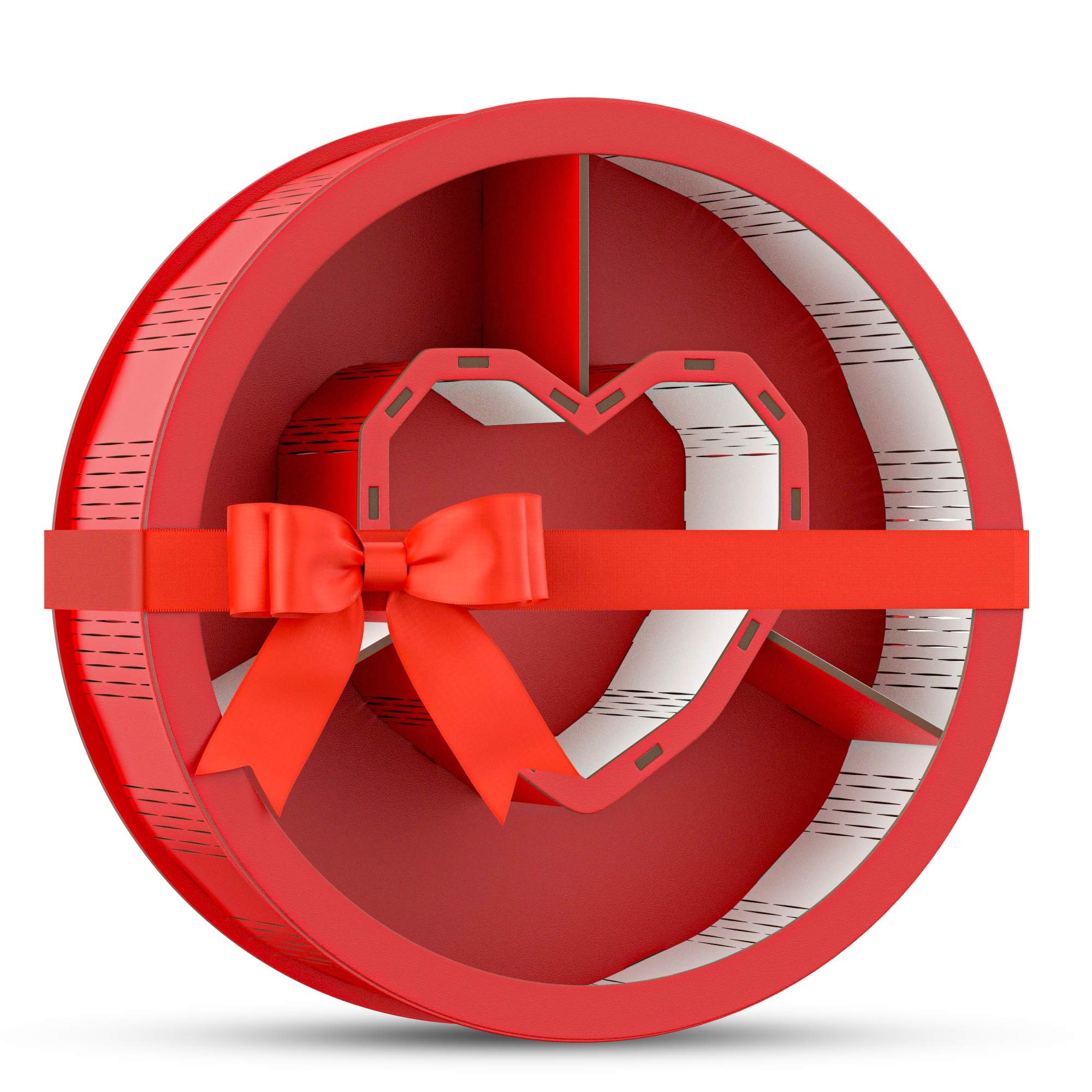 Runde Geschenkbox mit Herz – Rot