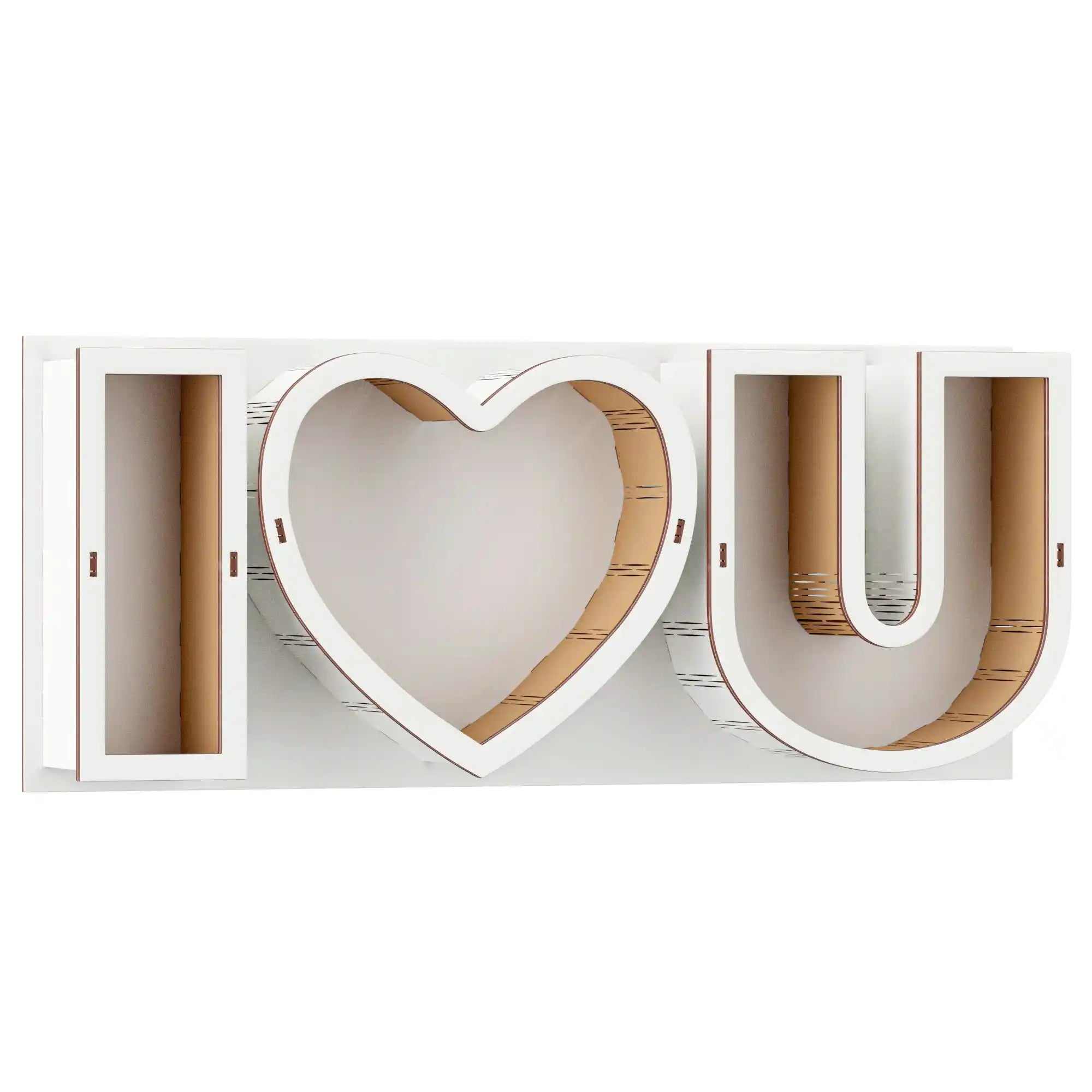 Weiße Box im I-LOVE-U-Design zum Befüllen – moderne Geschenkverpackung für Süßes, Deko oder persönliche Botschaften.